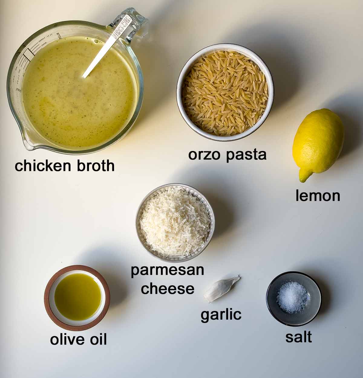 Ingredients for lemon orzo.